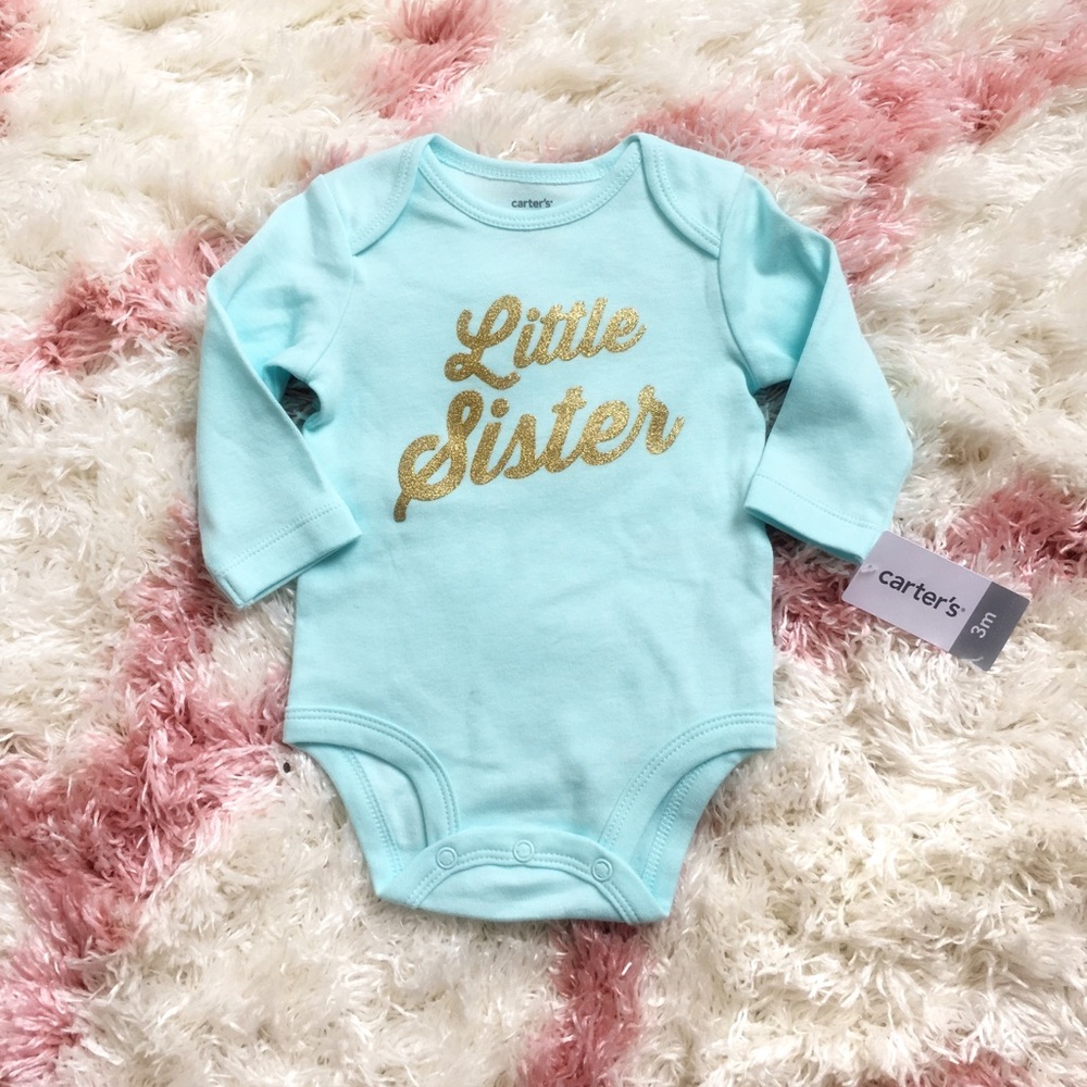 Little Sister Bodysuit Teal w Gold by Carter’s NWT